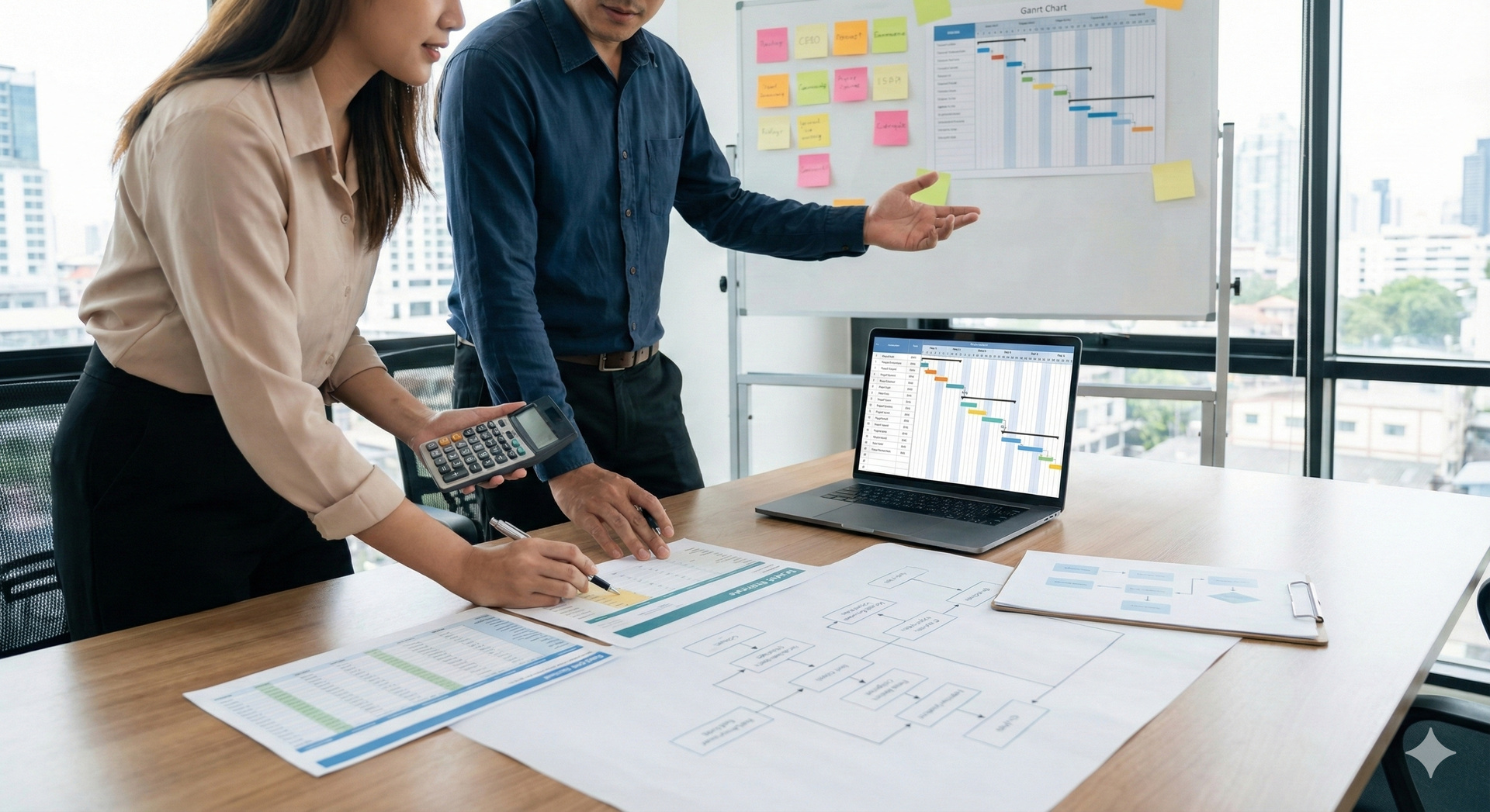 Projektmanager plant Ressourcen am Tablet